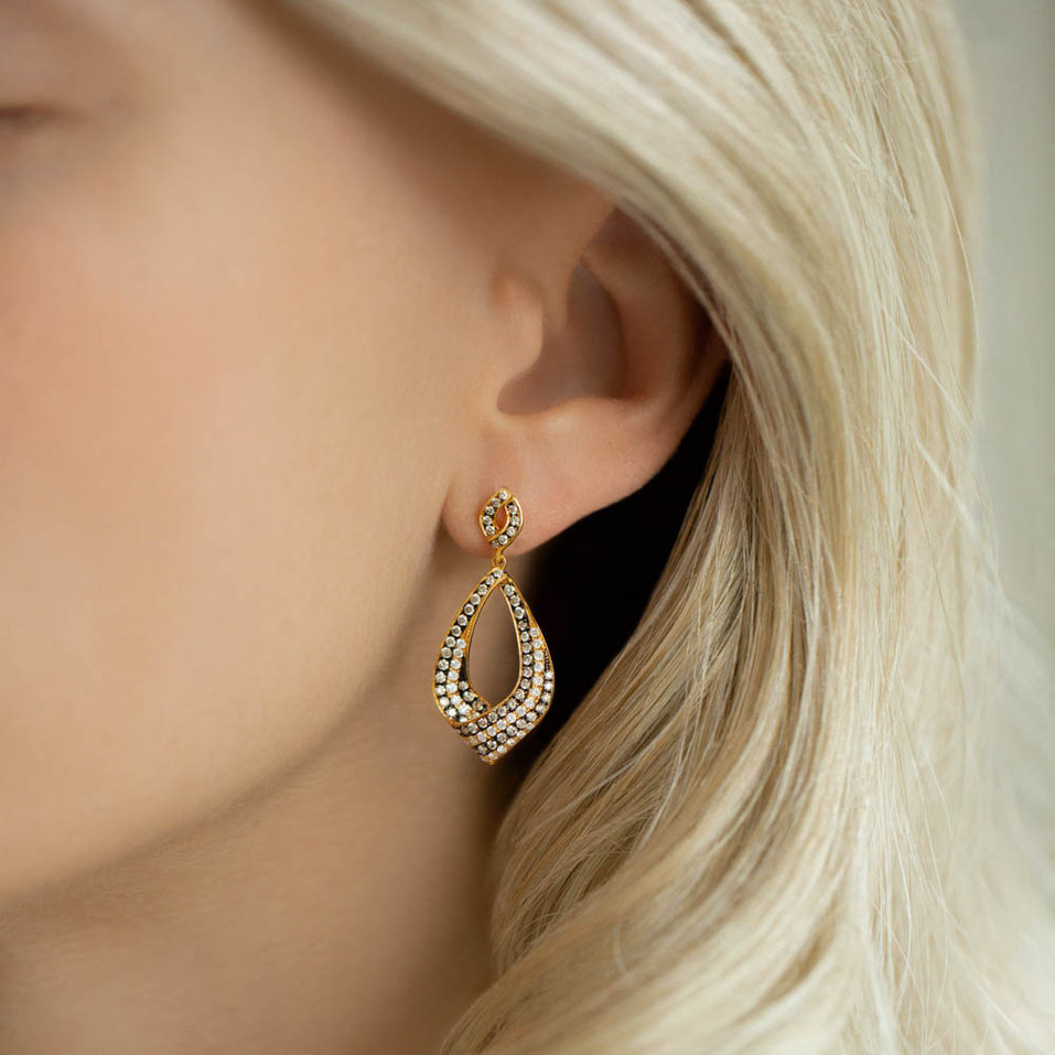 Earrings with brown and white diamonds Touch of Miracle