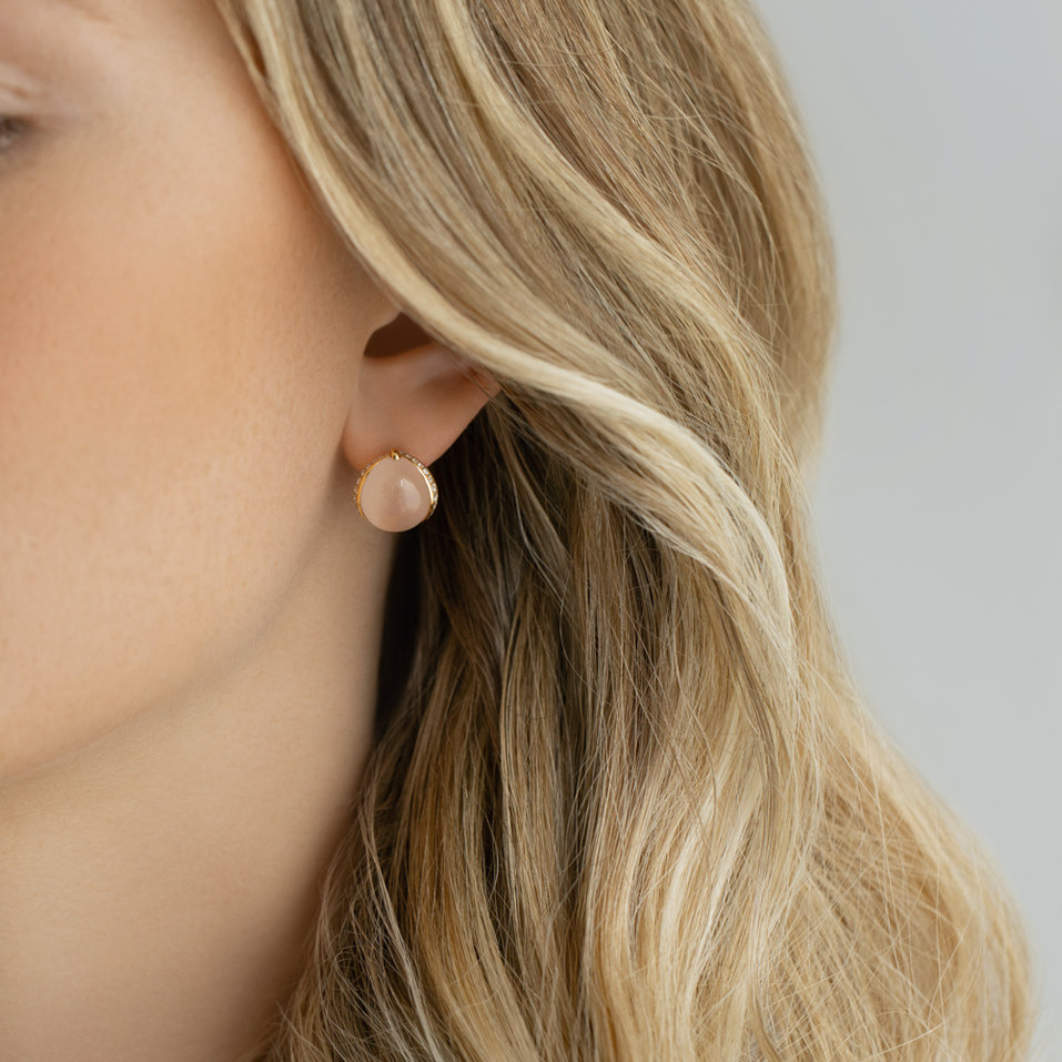 Diamond earrings with Rose Quartz Pink Passion