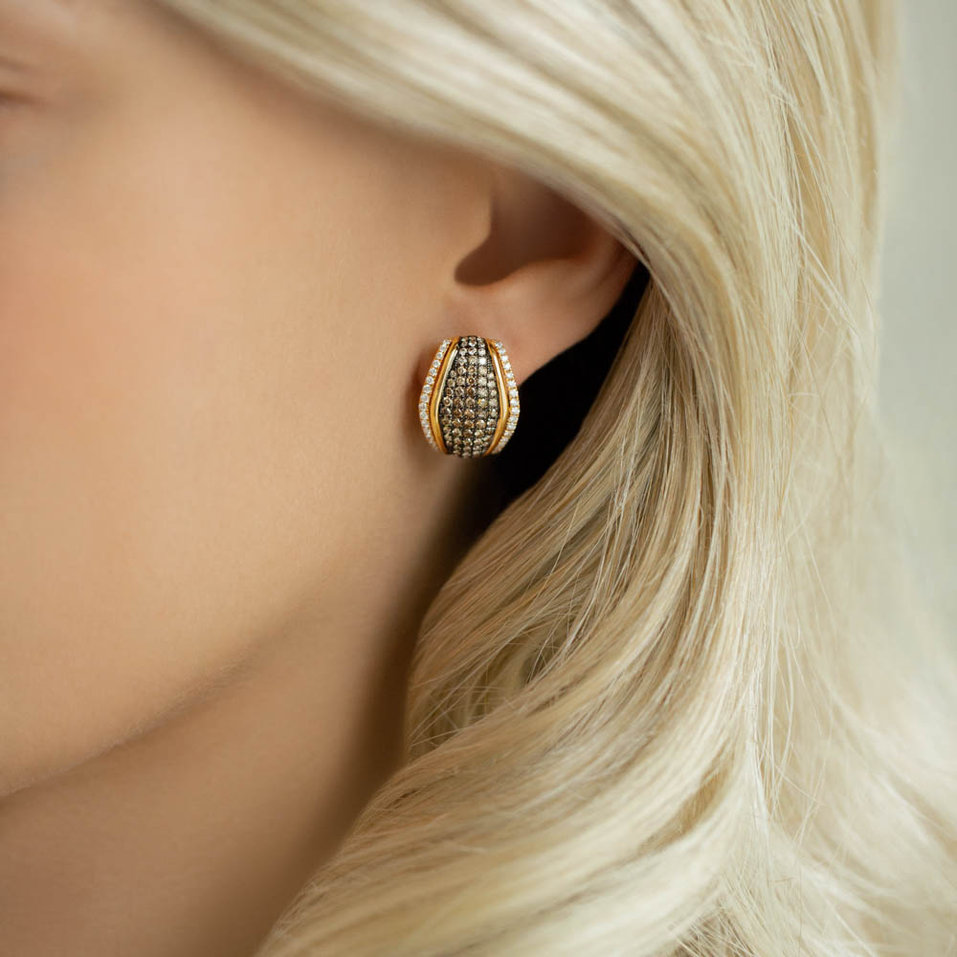 Earrings with brown and white diamonds Goldie
