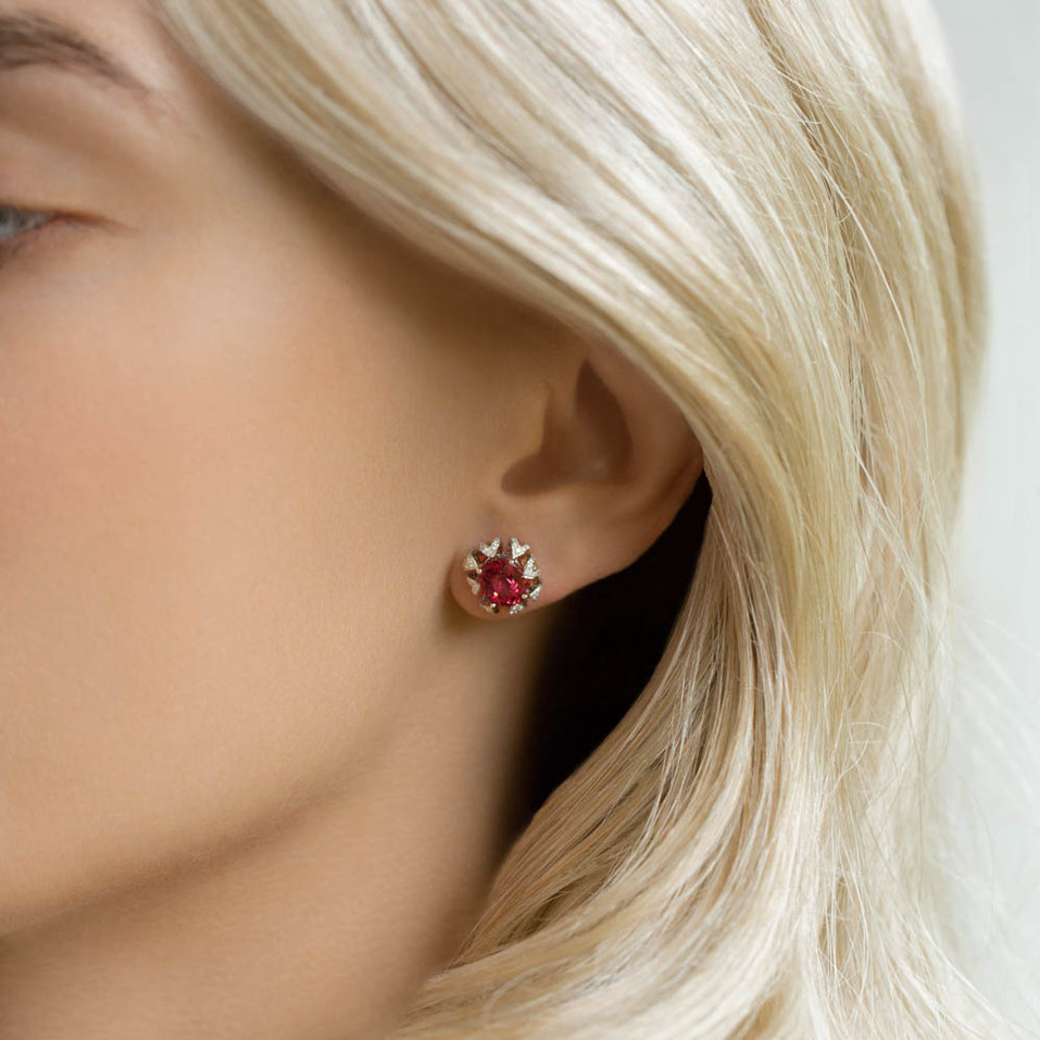 Diamond earrings with Tourmaline Floria