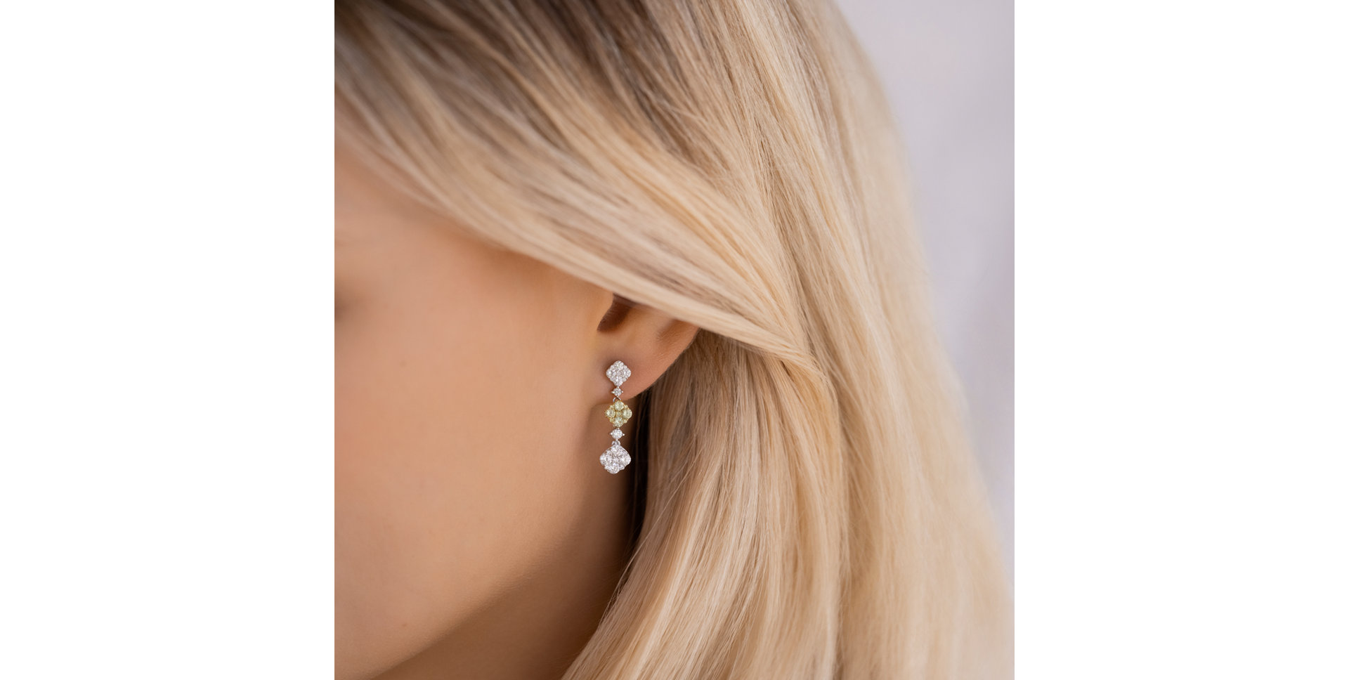 Earrings with yellow and white diamonds Sparkling Euphoria