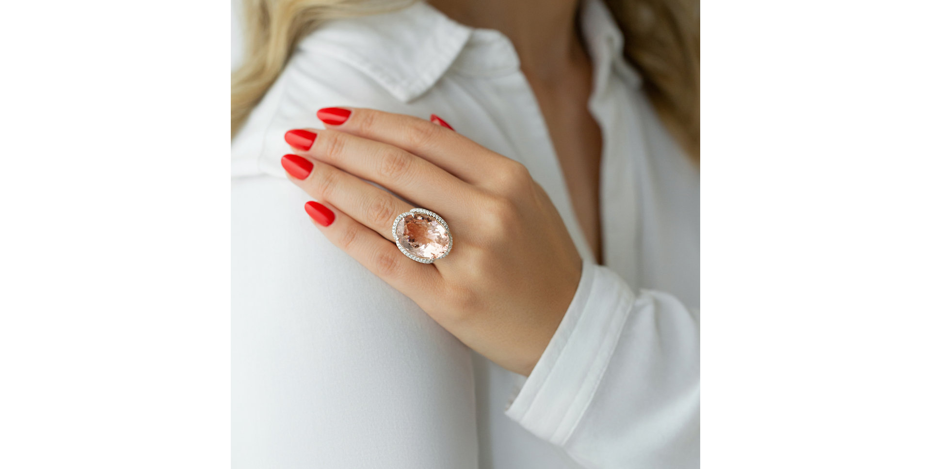 Diamond ring with Morganite Ghislaine