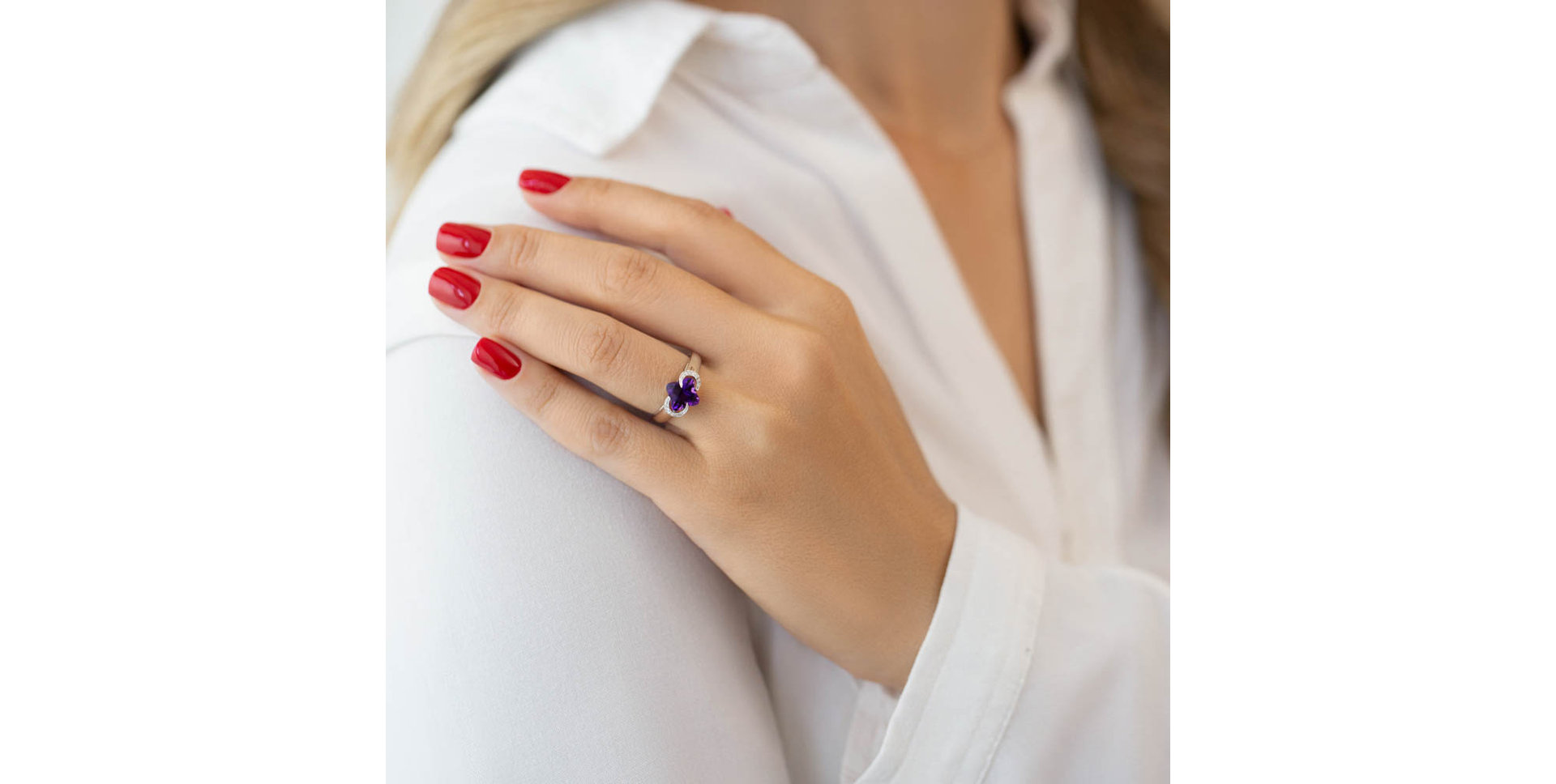Diamond rings with Amethyst Scargil