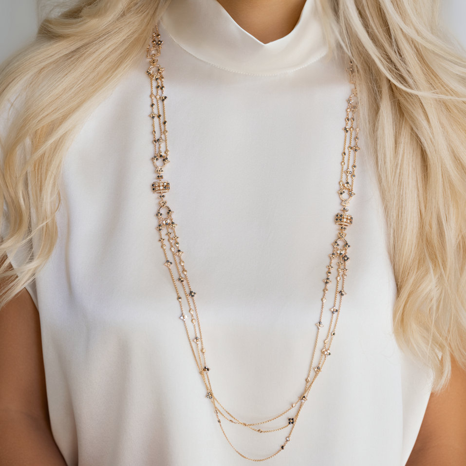 Necklace with white, brown and black diamonds Eternal Essence