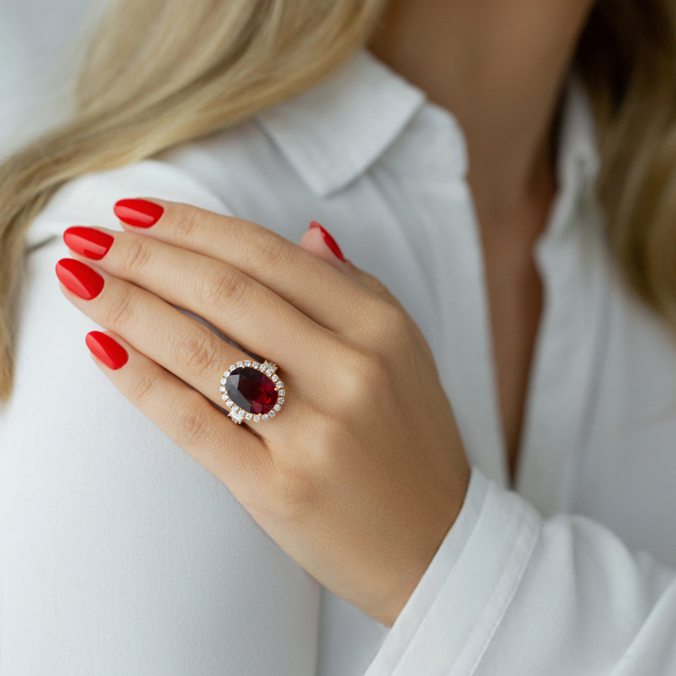 18ct rose gold diamond ring with Tourmaline Purple Venus Touch