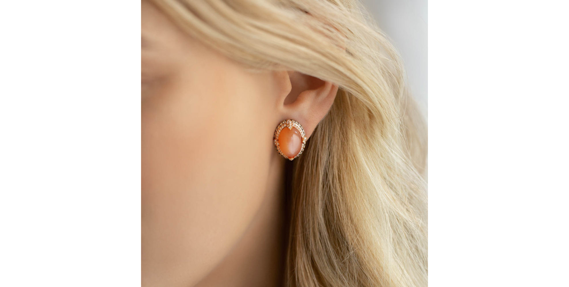 Earrings with Moonstone and brown diamonds Alpenglow Desire