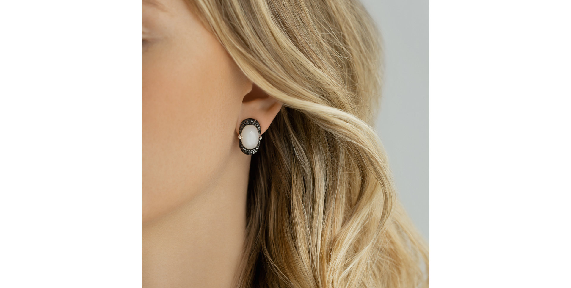Diamond earrings with Moonstone Black and White Alchemy