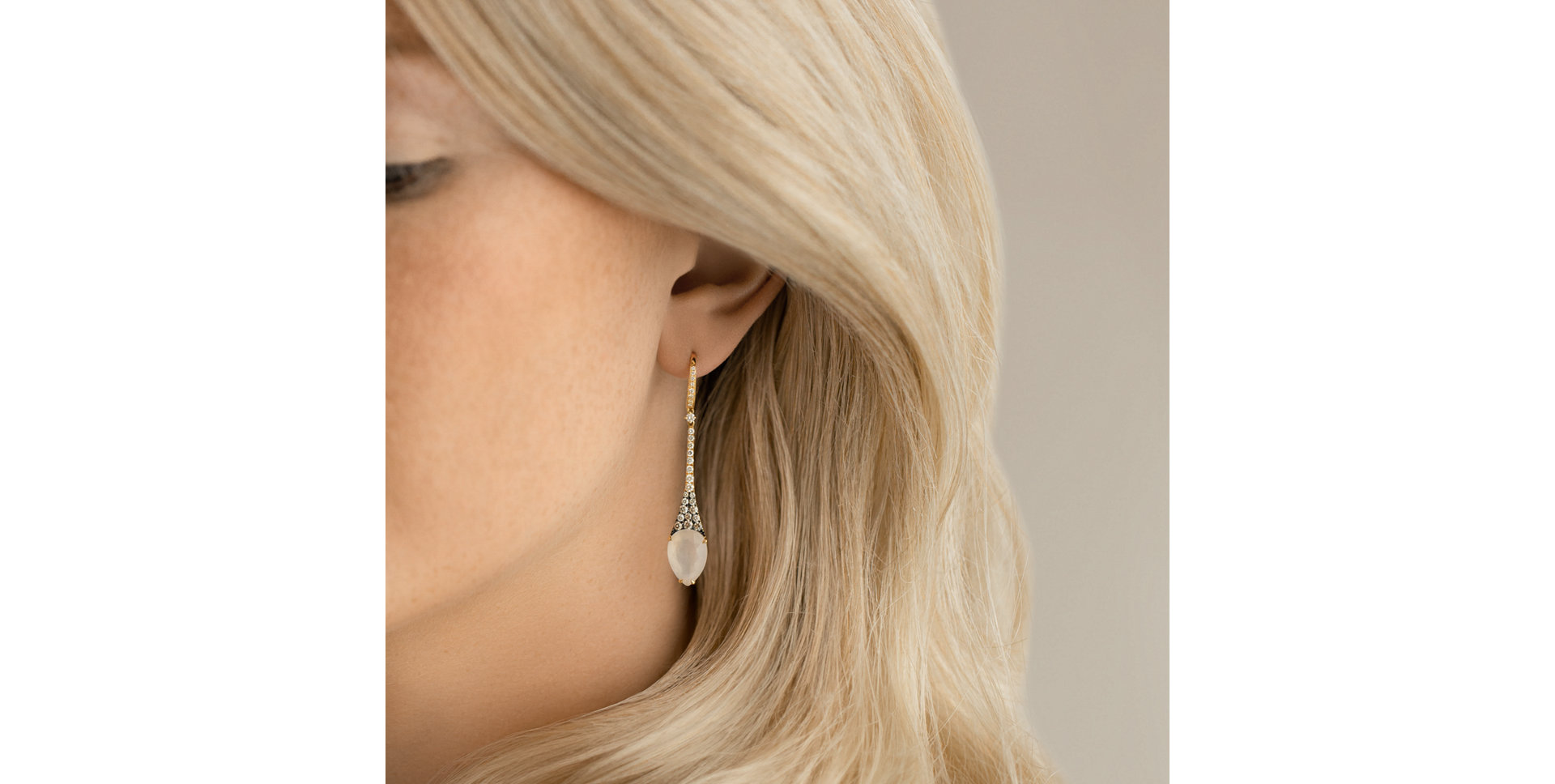 Earrings with brown and white diamonds Moon Drops