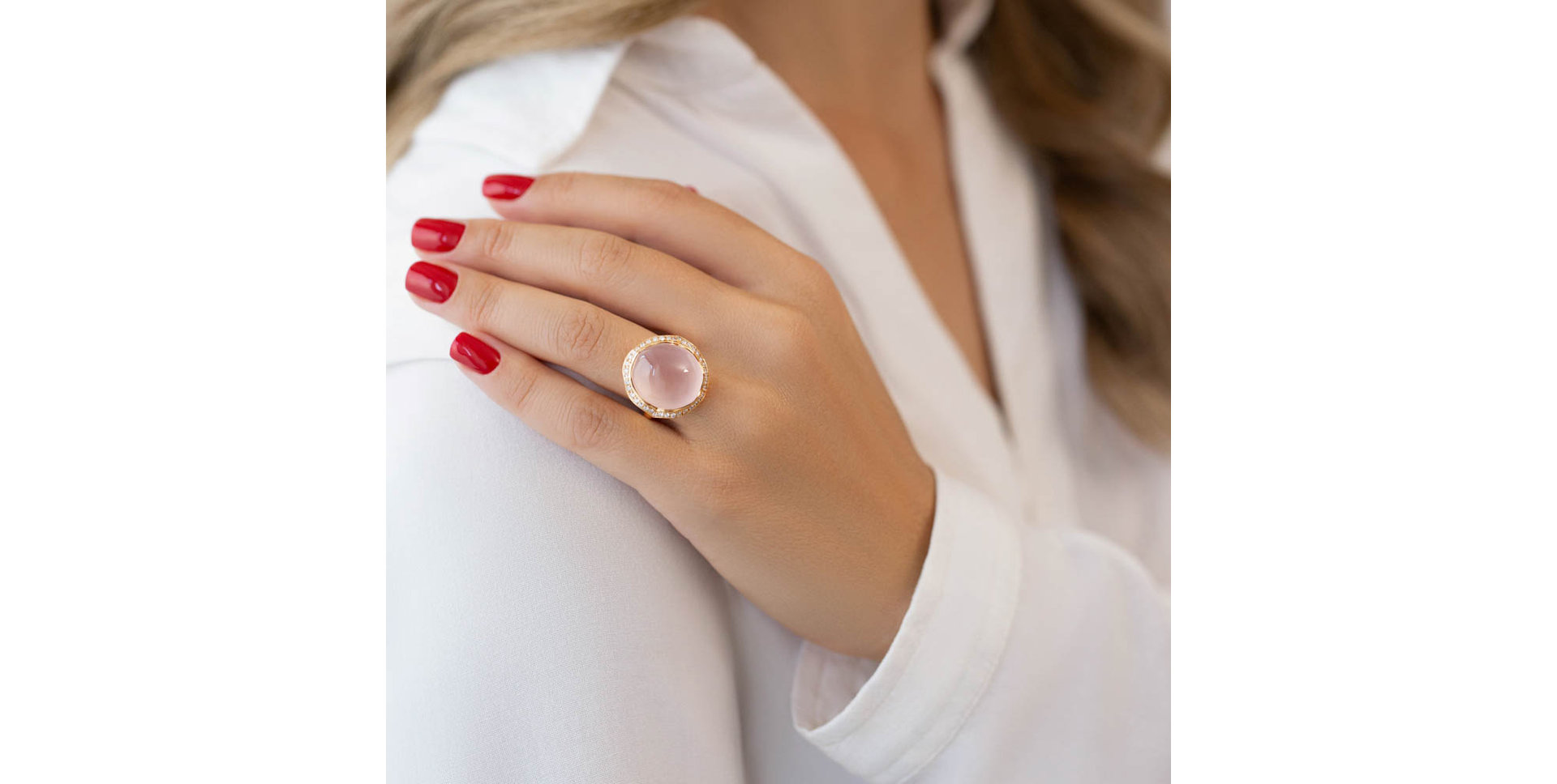Ring with Moonstone and diamonds Dark Ocean