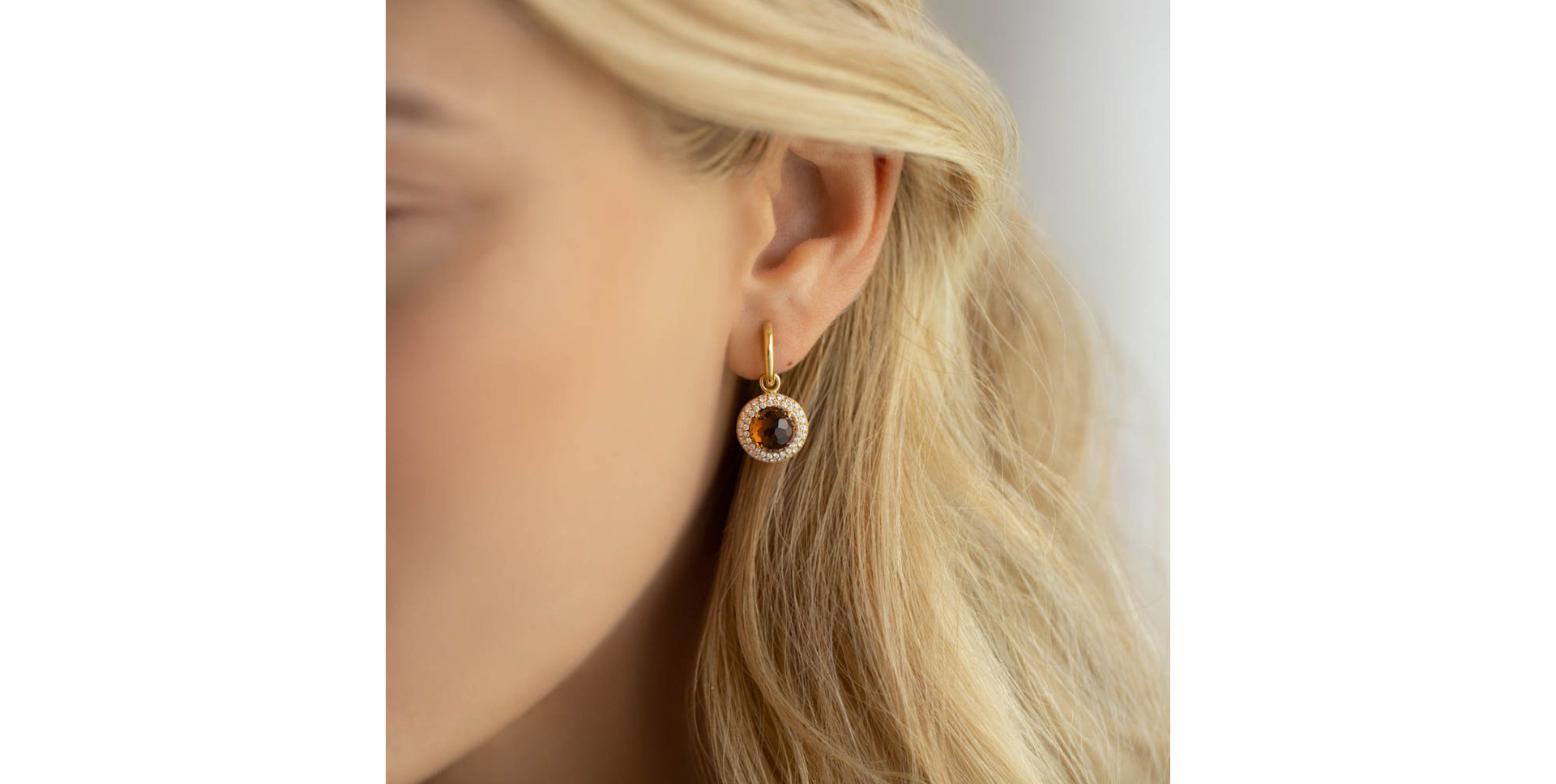 Diamond earrings with Quartz Yellow Lady