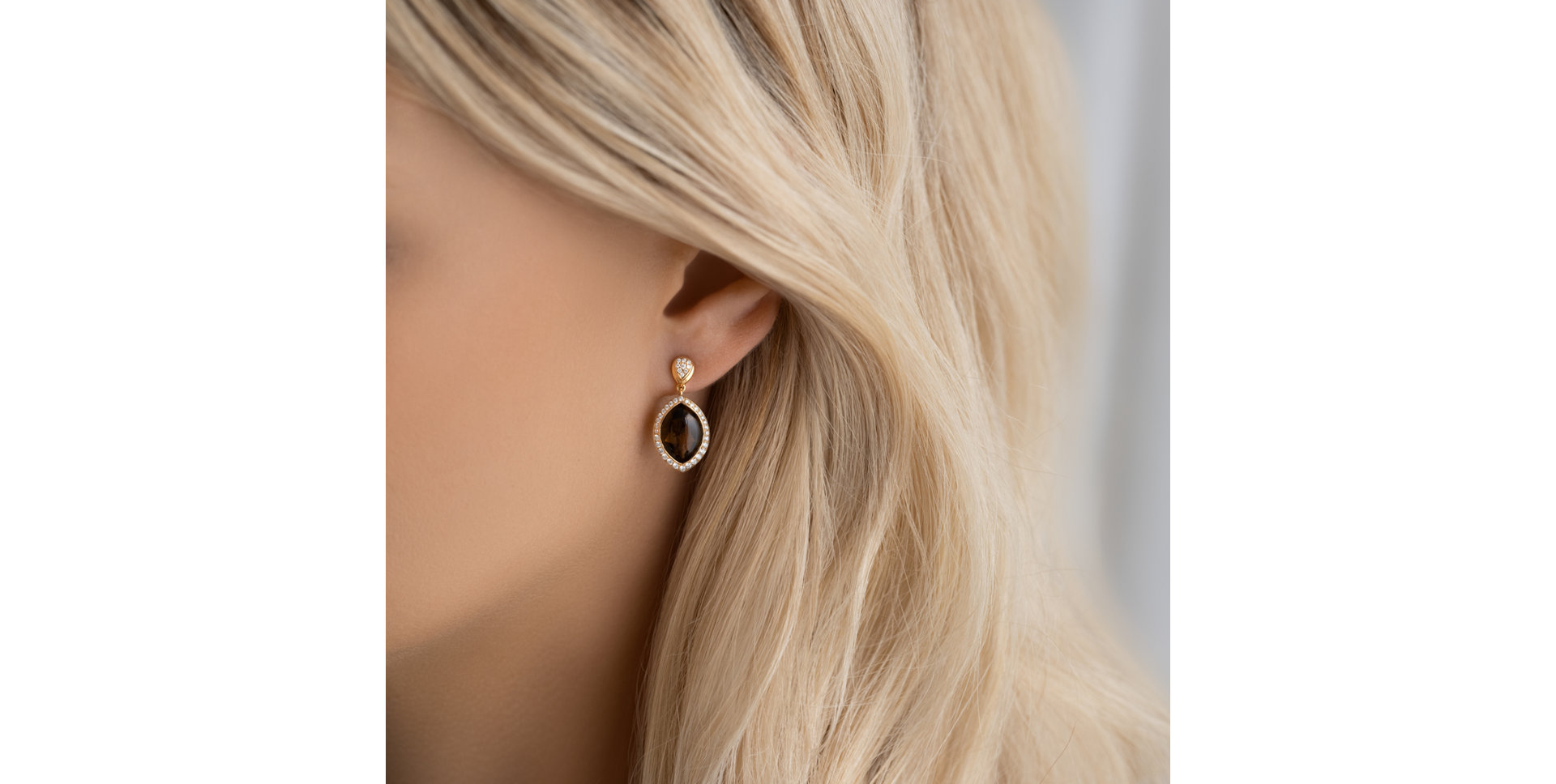 Diamond earrings with Quartz Yellow Queen