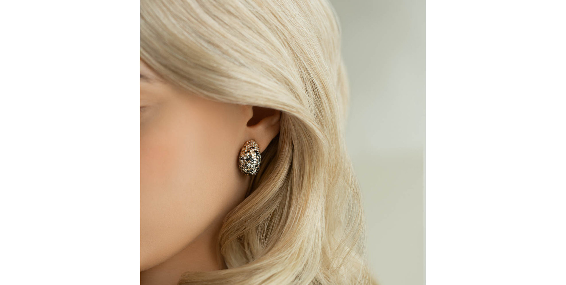 Earrings with white, brown and black diamonds Professor Majestic