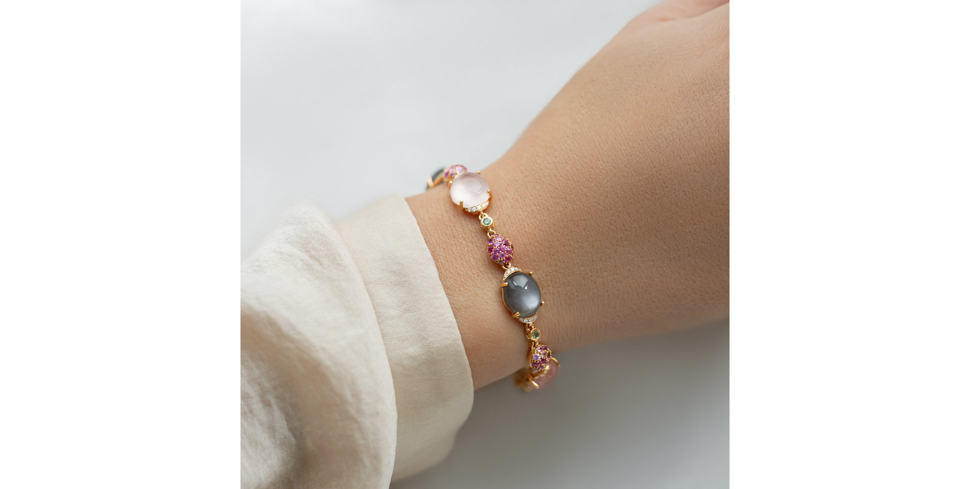 Diamond bracelet with gemstone Rainbow Mosaic