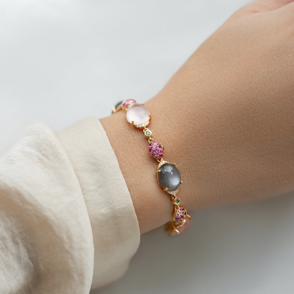 Diamond bracelet with gemstone Rainbow Mosaic