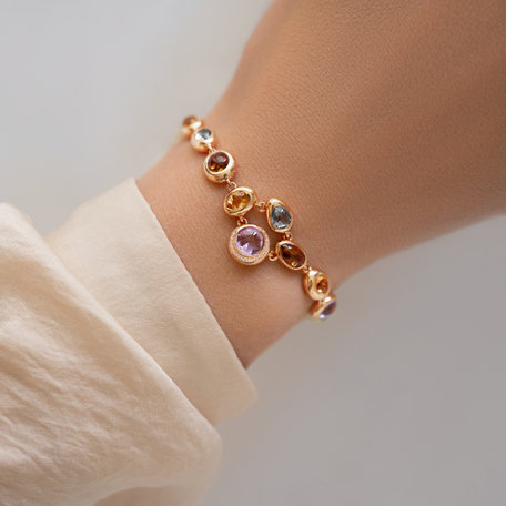 Diamond bracelet with Gems Rainbow Charm