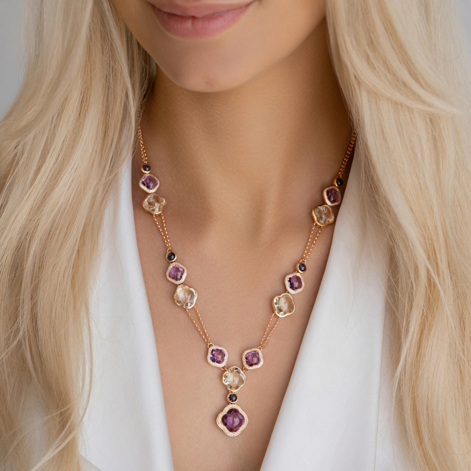 Necklace with Amethyst and Topaz Rainbow Icon