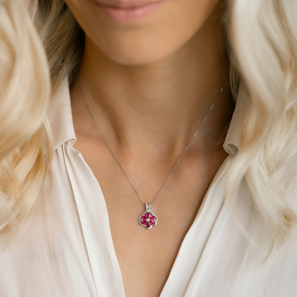 Diamond pendant with Ruby Breeze of Blossom
