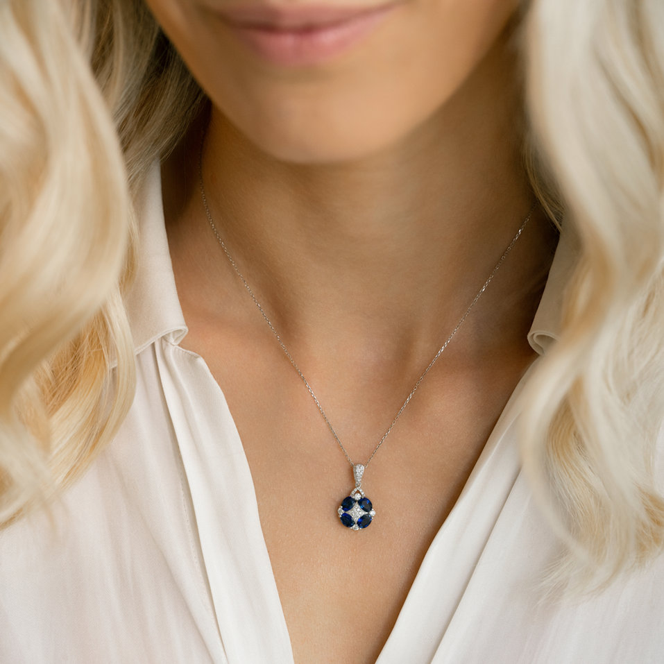 Diamond pendant with Sapphire Bound by Wealth