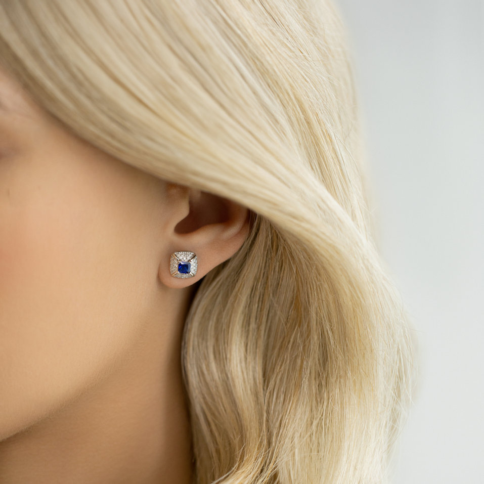 Diamond earrings with Sapphire Princess Nathalie