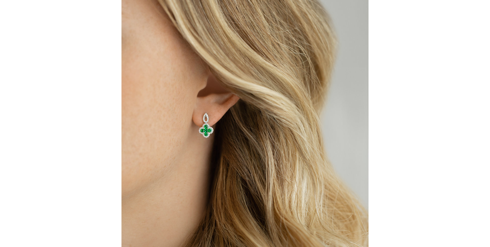 Diamond earrings and Emerald Celestial Luck