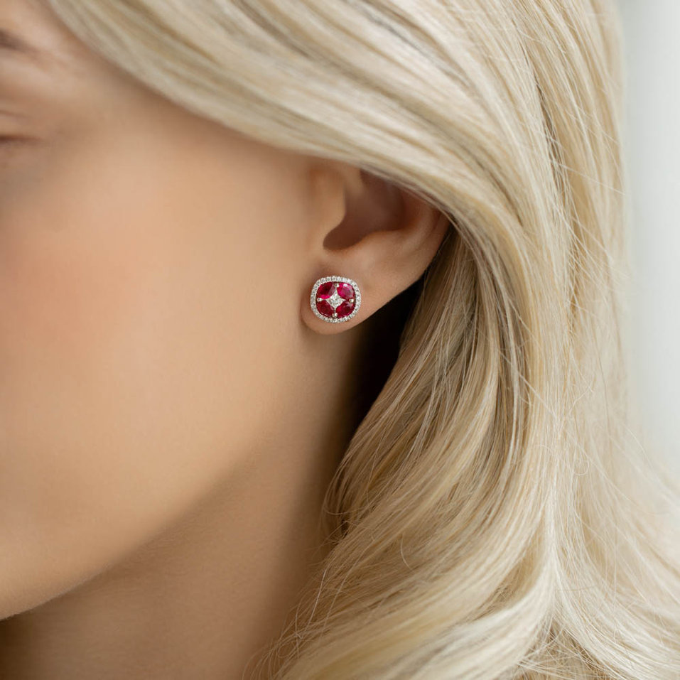 Diamond earrings and Sapphire Misty Oasis