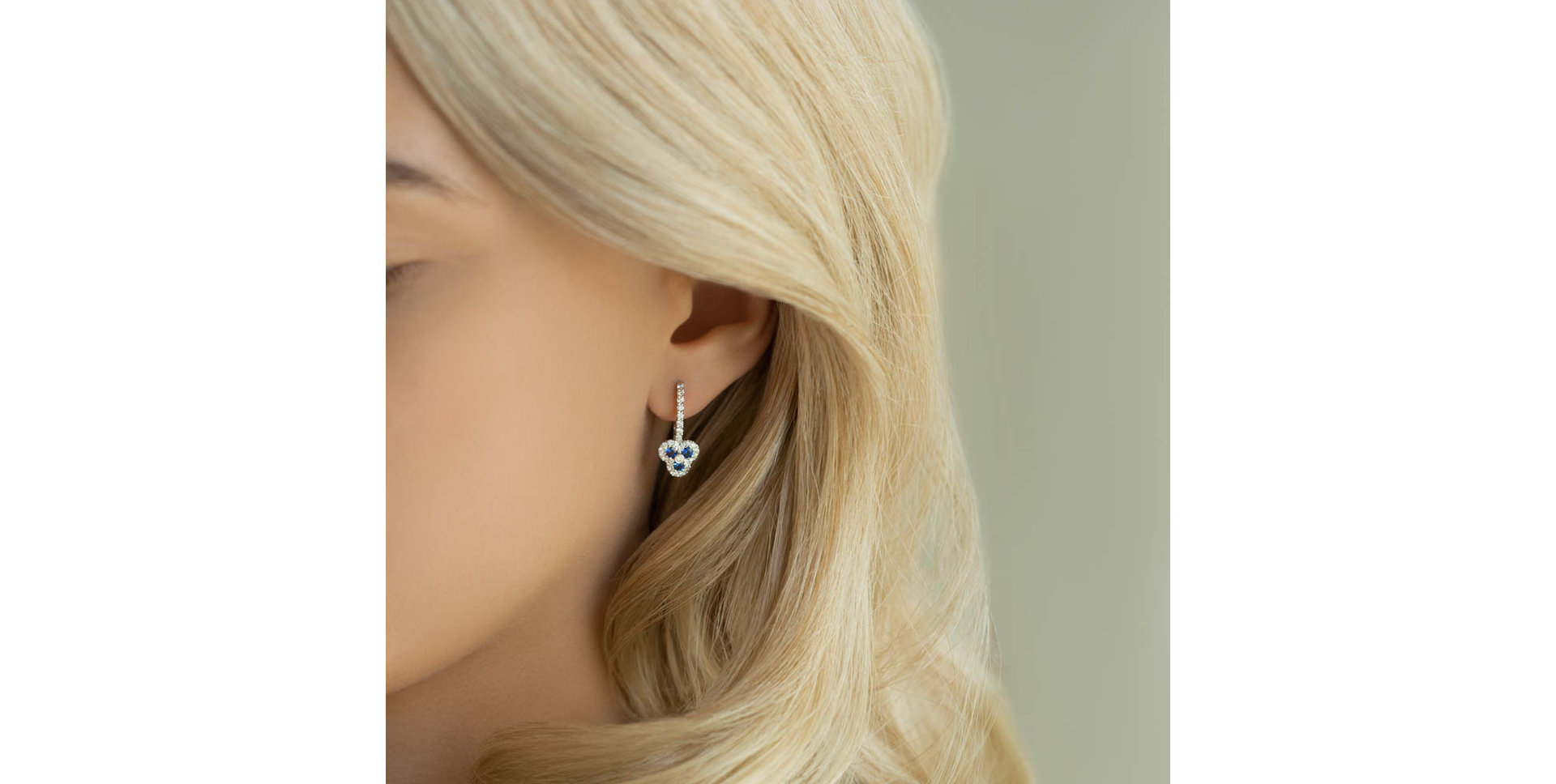 Diamond earrings and Sapphire Heavenly Kiss