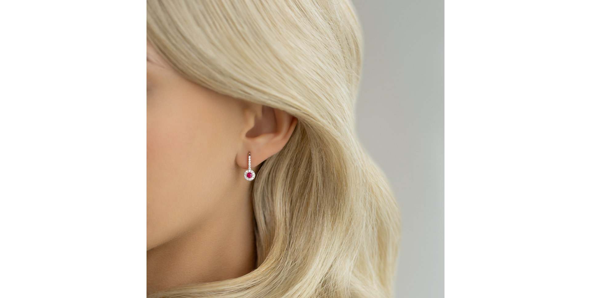 Diamond earrings with Ruby Higness of Hope