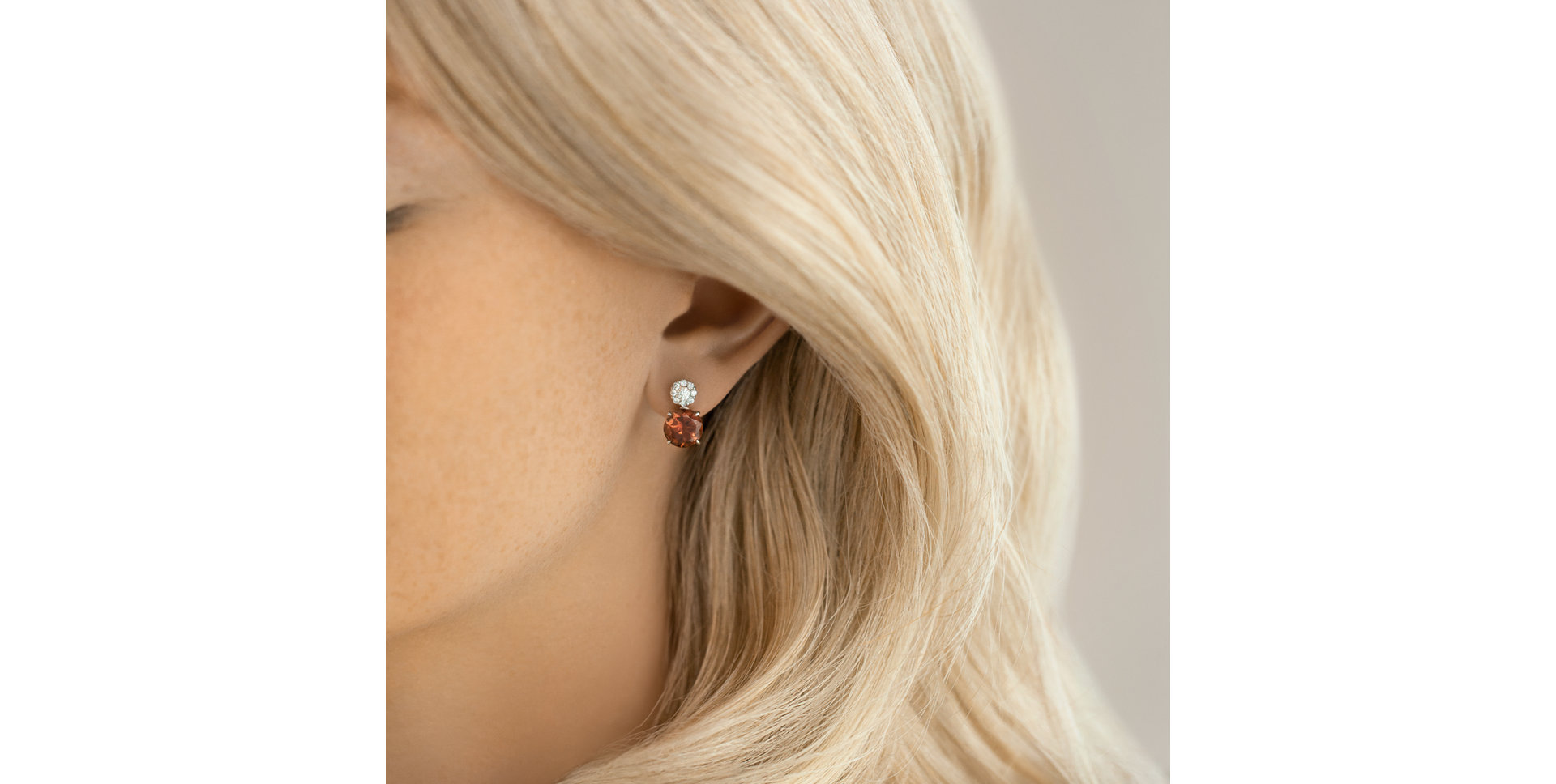 Diamond earrings with Tourmaline Bloody Tears