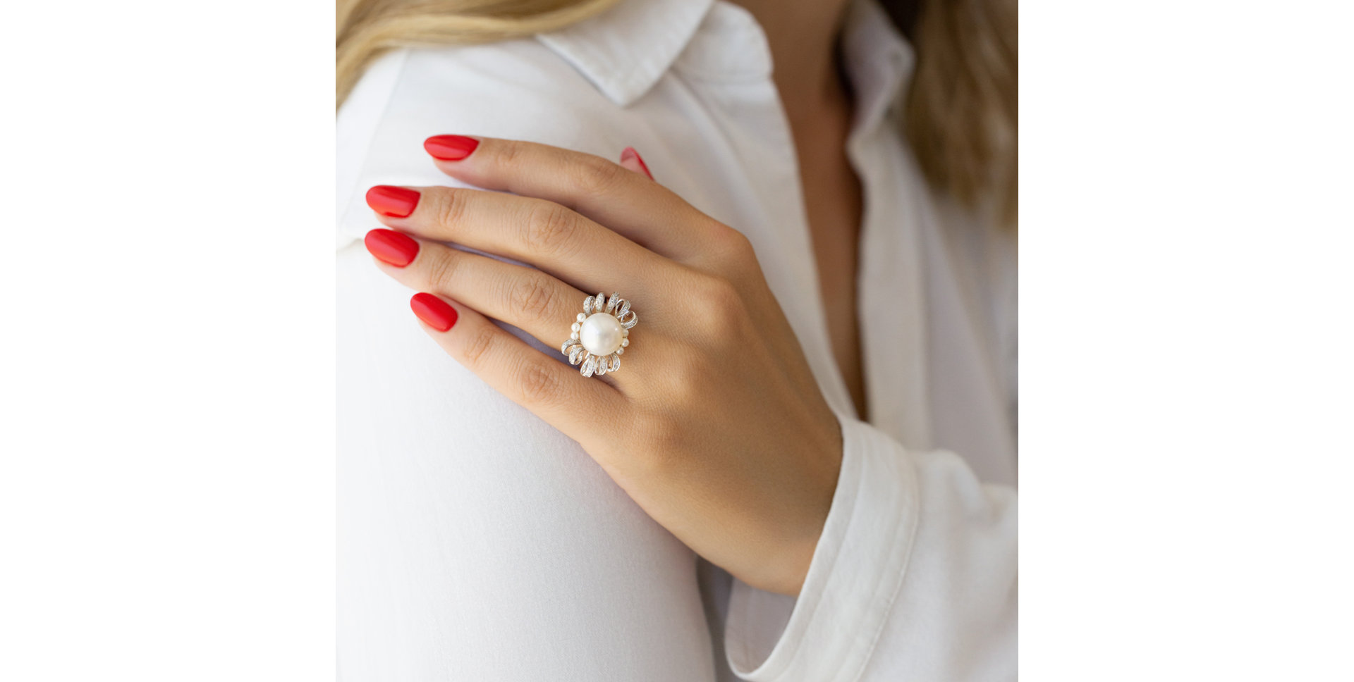 Diamond ring with Pearl Pearl Passion