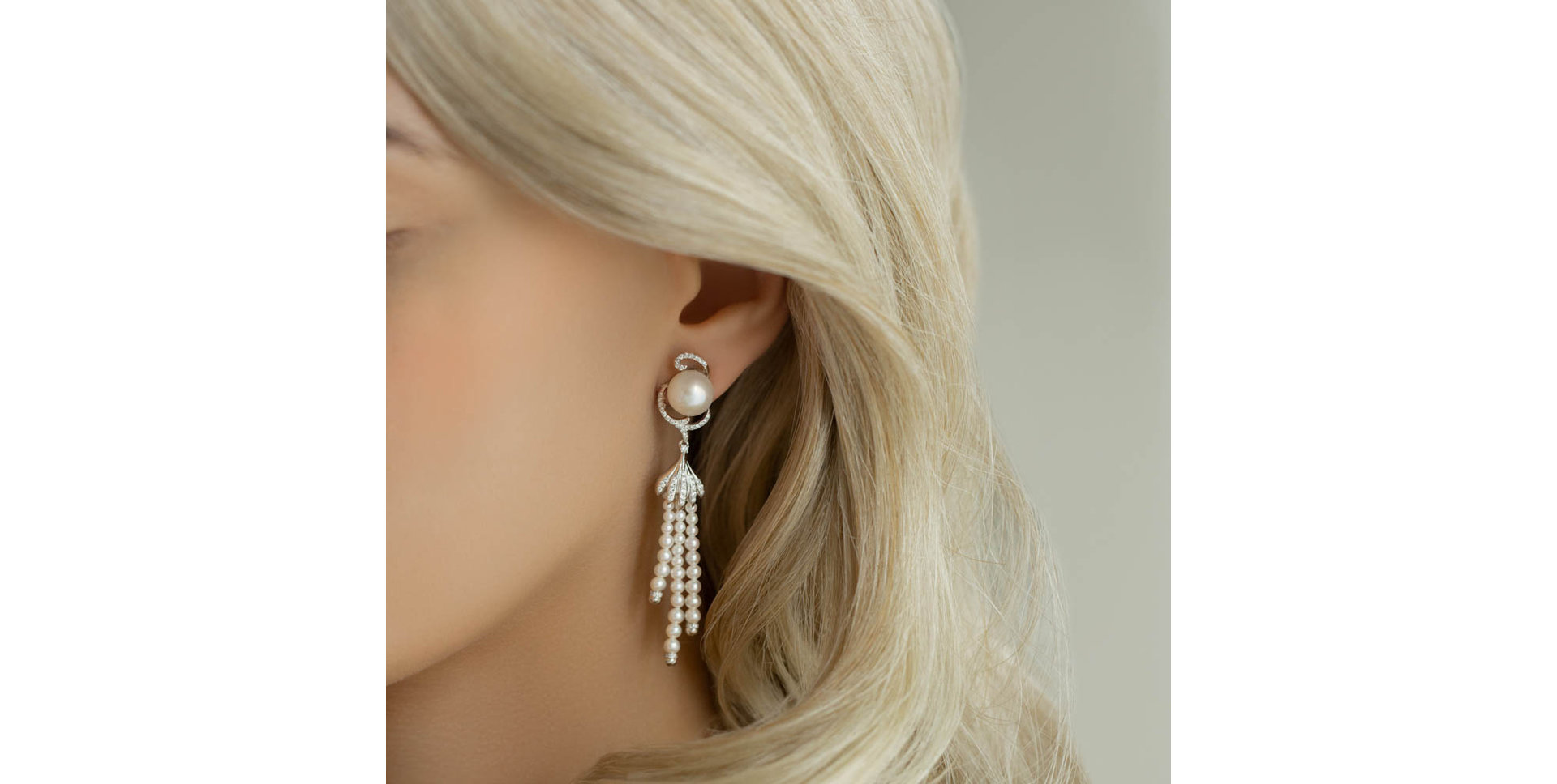 Diamond earrings with Pearl Pearl Symphony