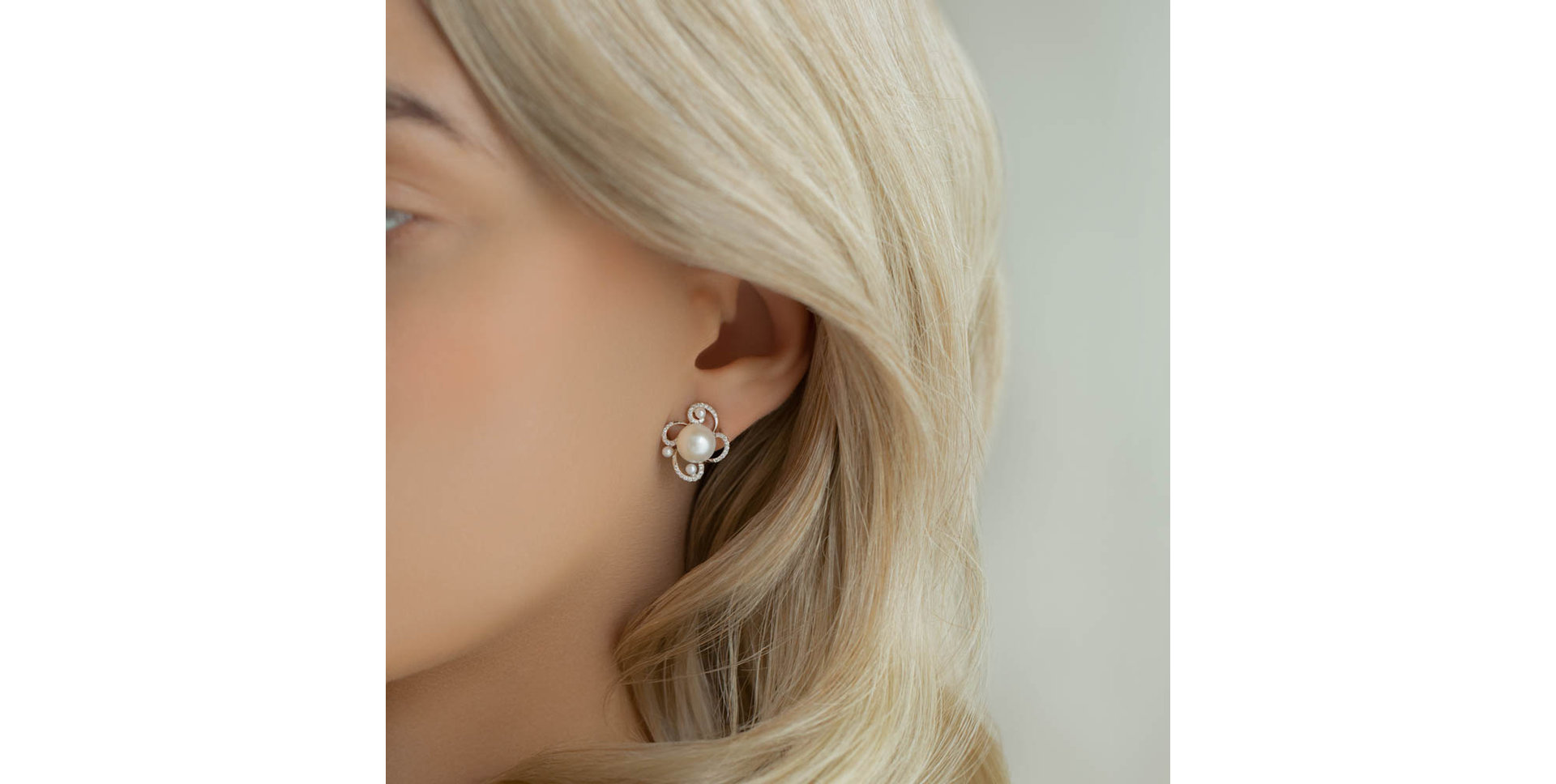 Diamond earrings with Pearl Nymph Charm