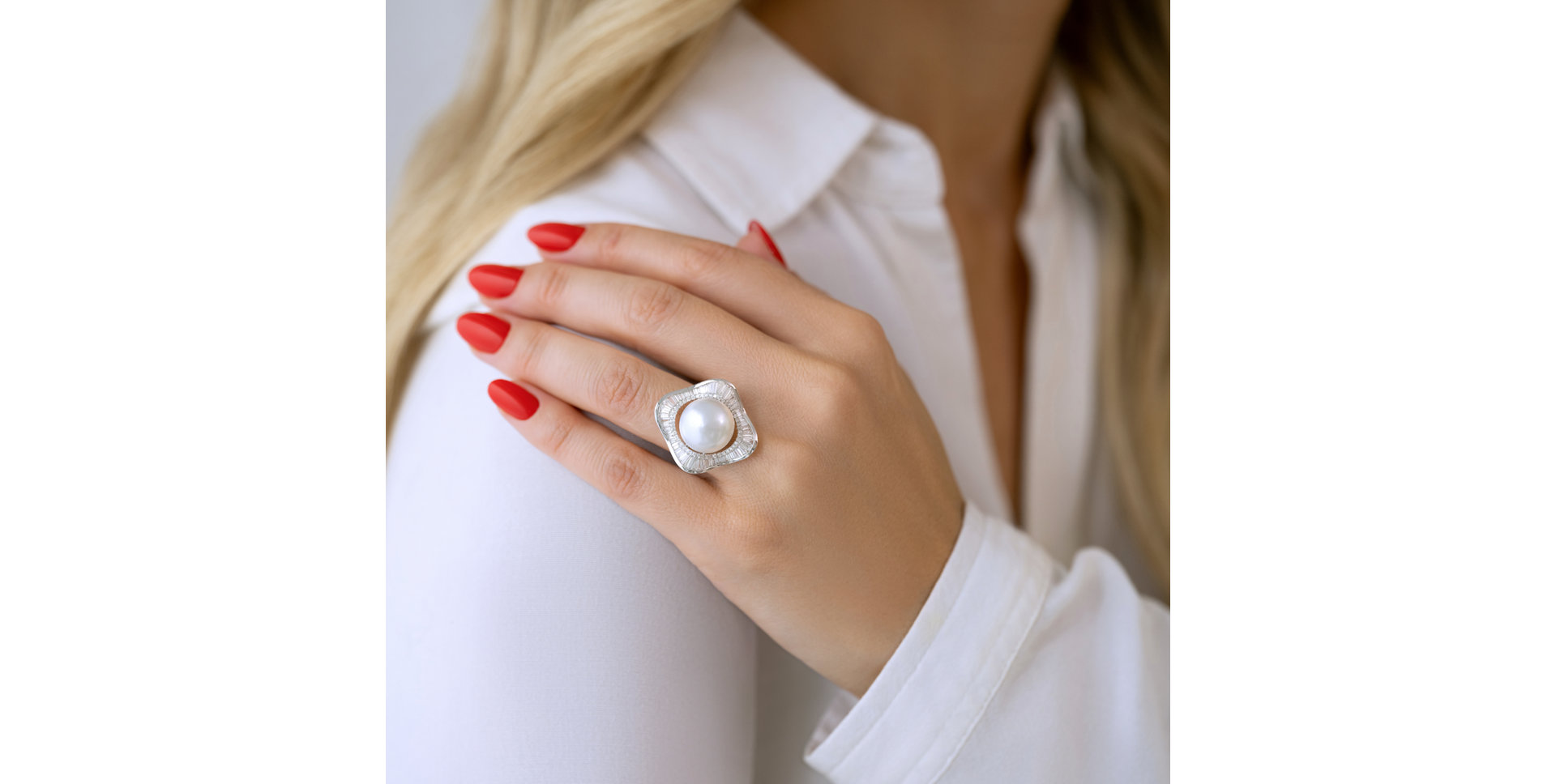 Diamond ring with Pearl Pearl Galaxy