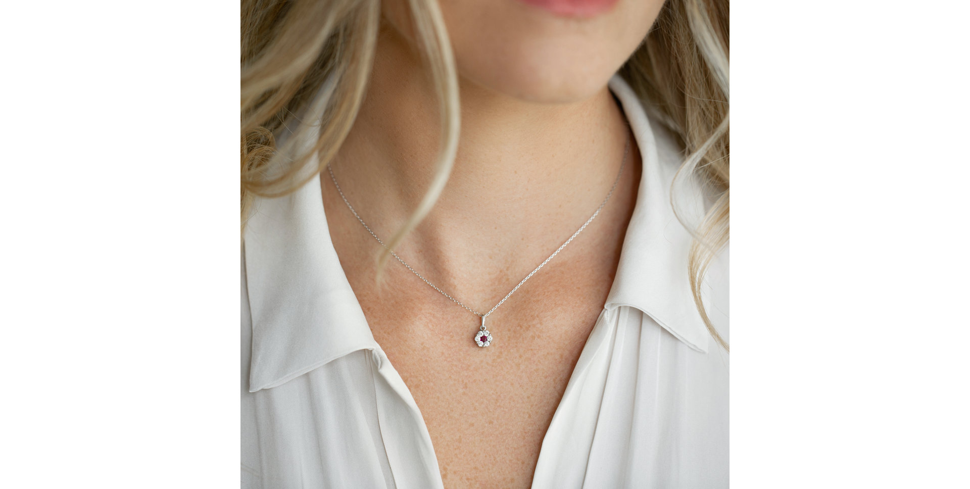 Diamond pendant with Ruby Midnight Tear