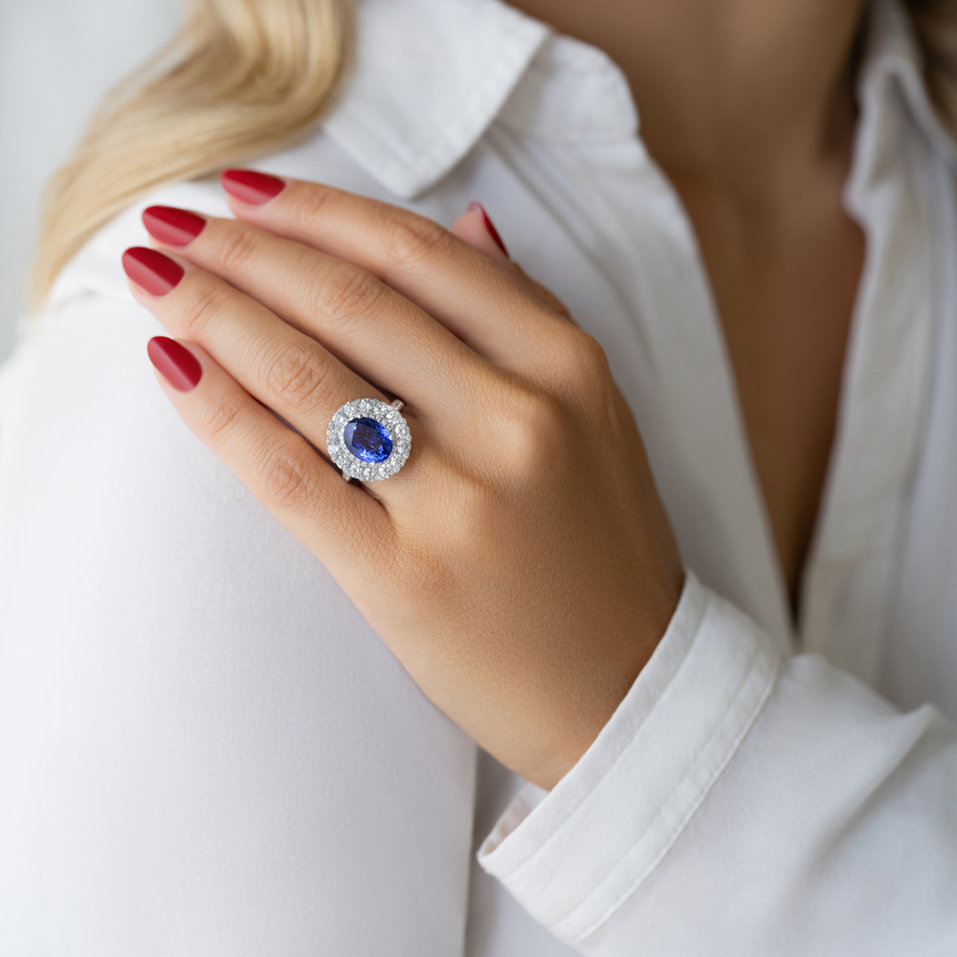 Diamond ring with Tanzanite Renaissance Signature