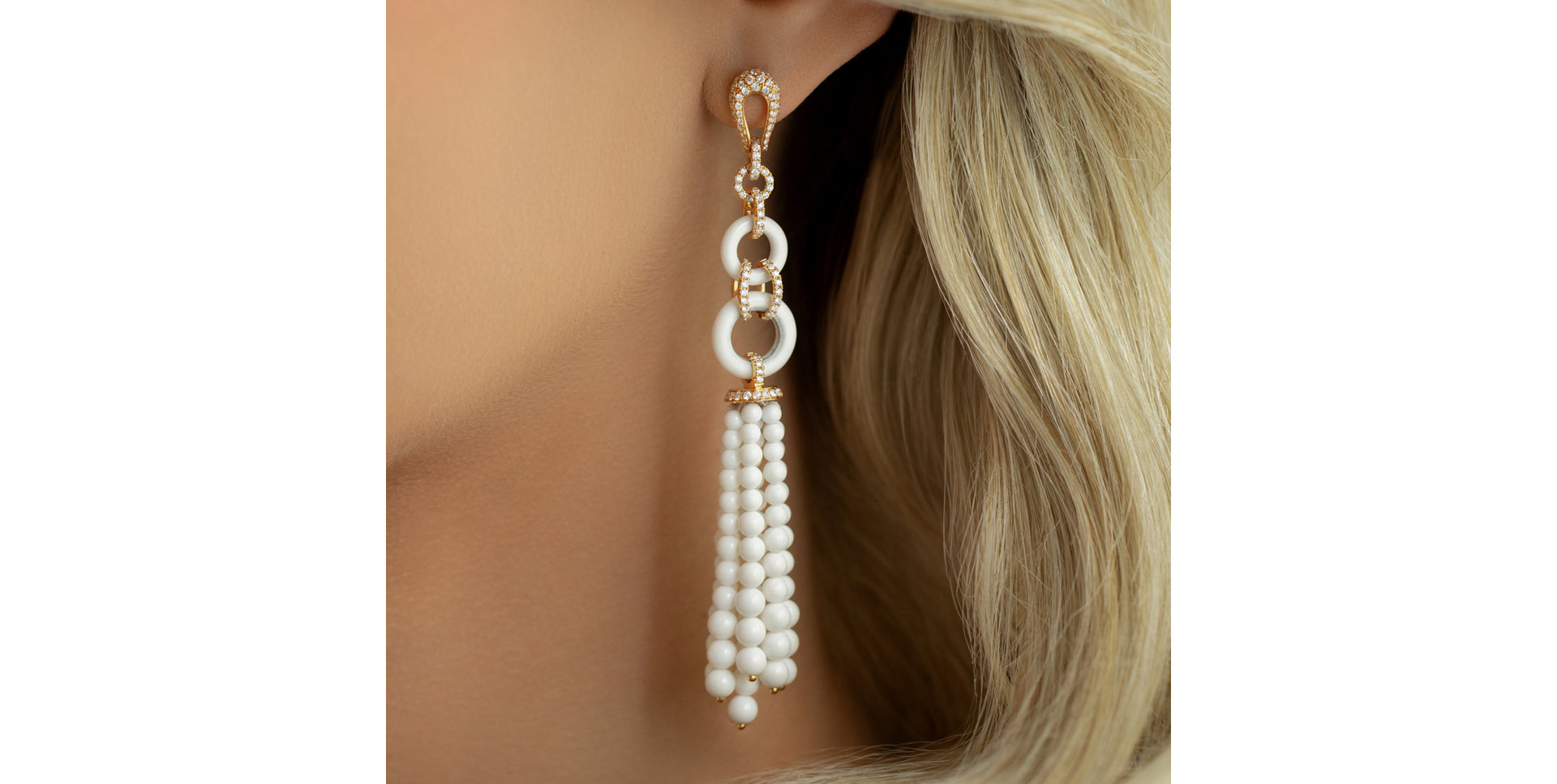 Diamond earrings and Agate Moon Waterfall