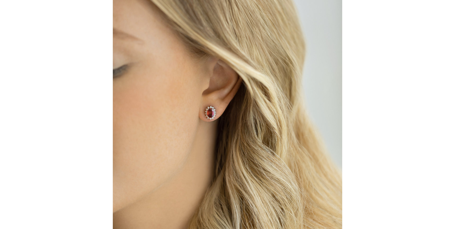 Diamond earrings with Ruby Red Stars