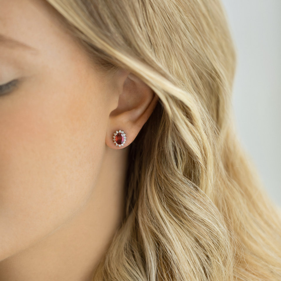 Diamond earrings with Ruby Red Stars