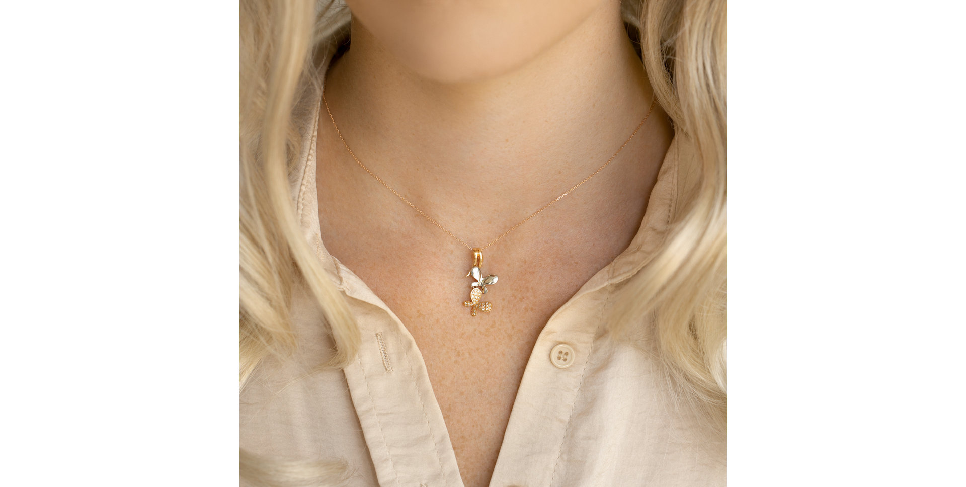 Diamond pendant Butterflies in Love