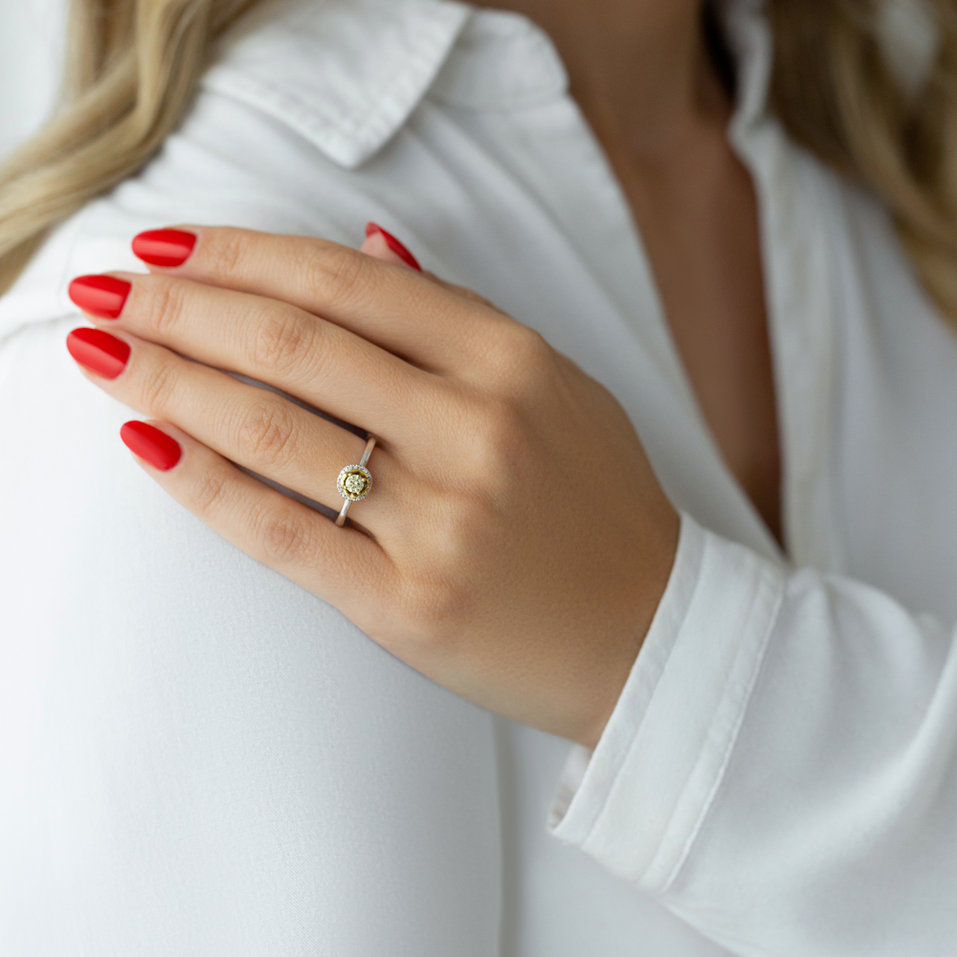 Ring with yellow and white diamonds Endless Sunshine