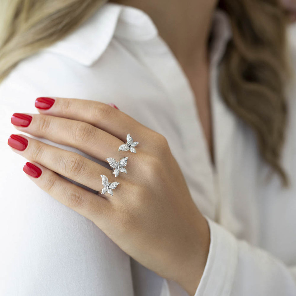 Diamond ring Three Butterflies