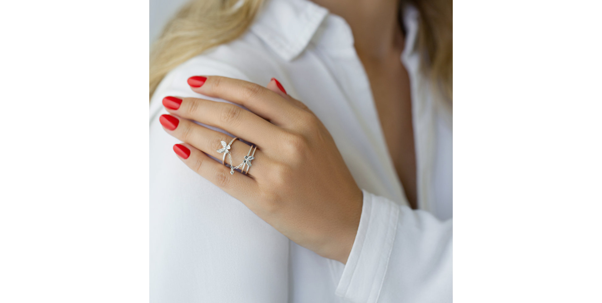 Diamond ring Twin Papillon