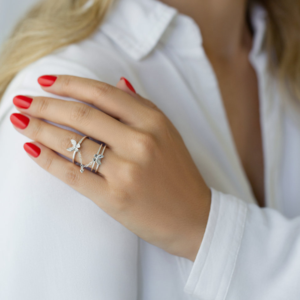 Diamond ring Twin Papillon