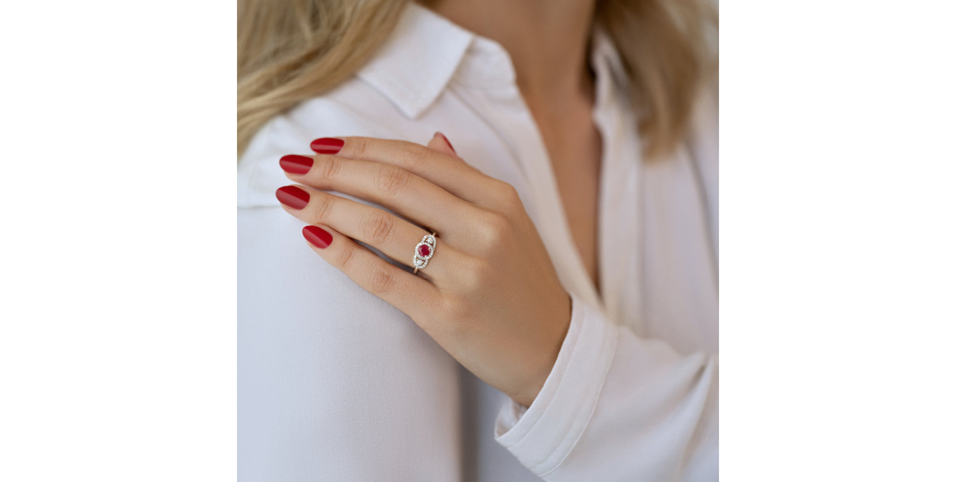 Diamond ring with Ruby Broadway Countess