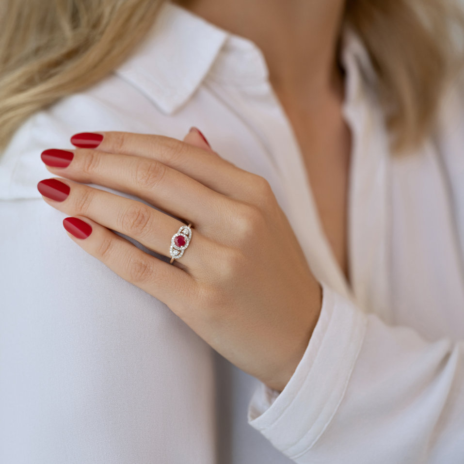 Diamond ring with Ruby Broadway Countess