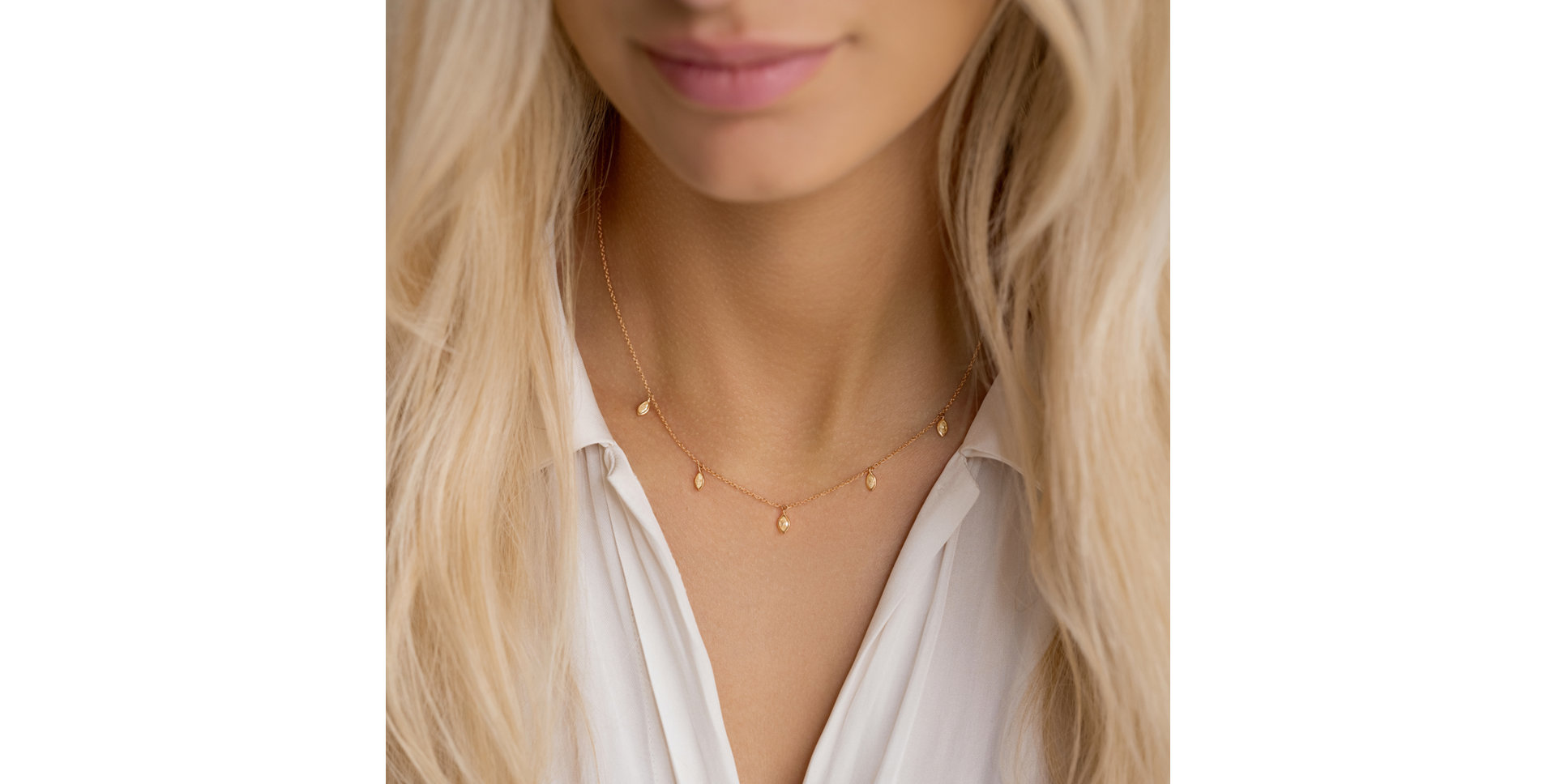 Necklace with yellow diamonds Golden Rays
