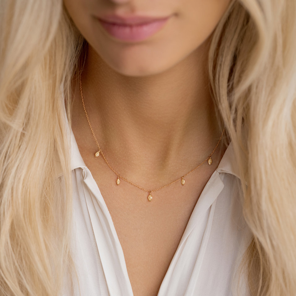 Necklace with yellow diamonds Golden Rays