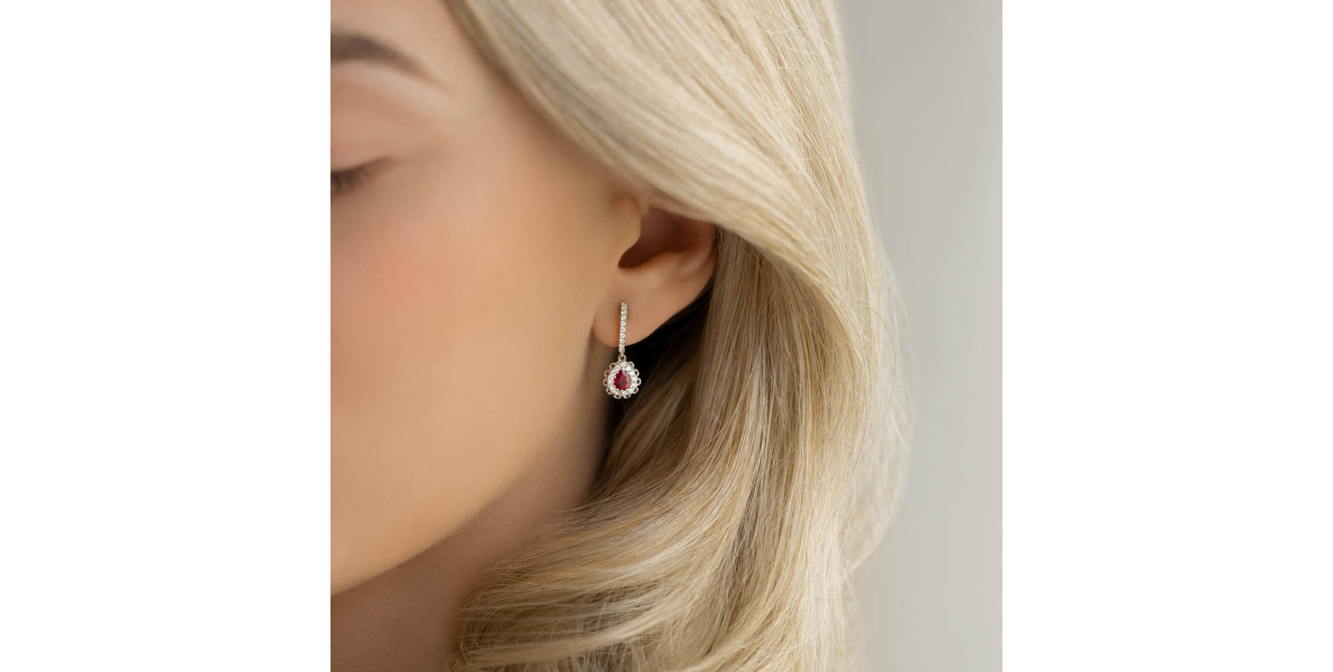 Diamond earrings with Ruby Classic Crimson