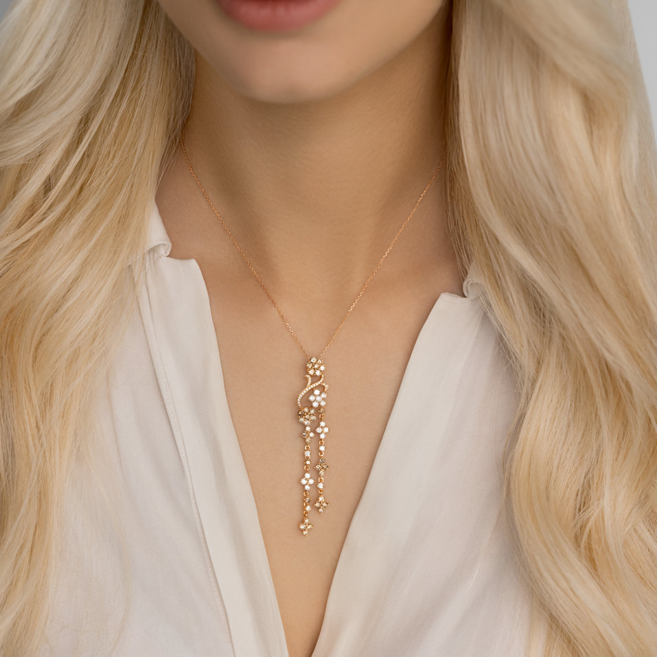 Pendant with brown diamonds Midnight Flowers