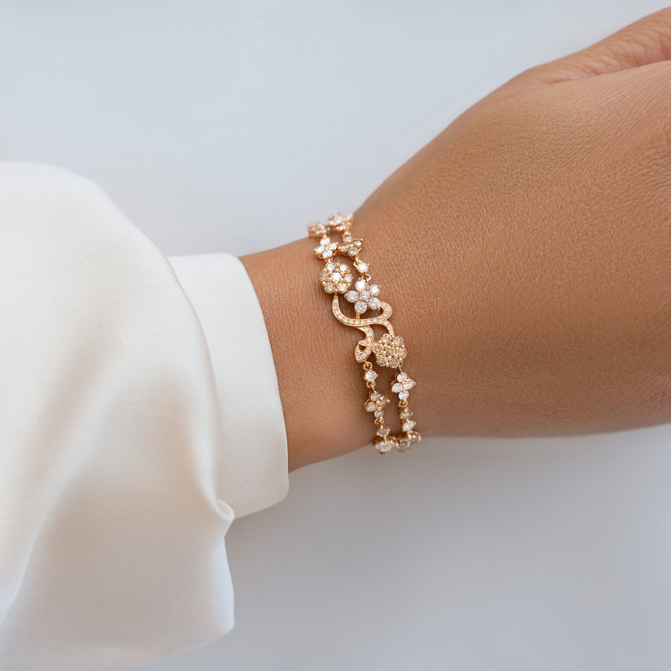 Bracelet with brown and white diamonds Starshine Flowers