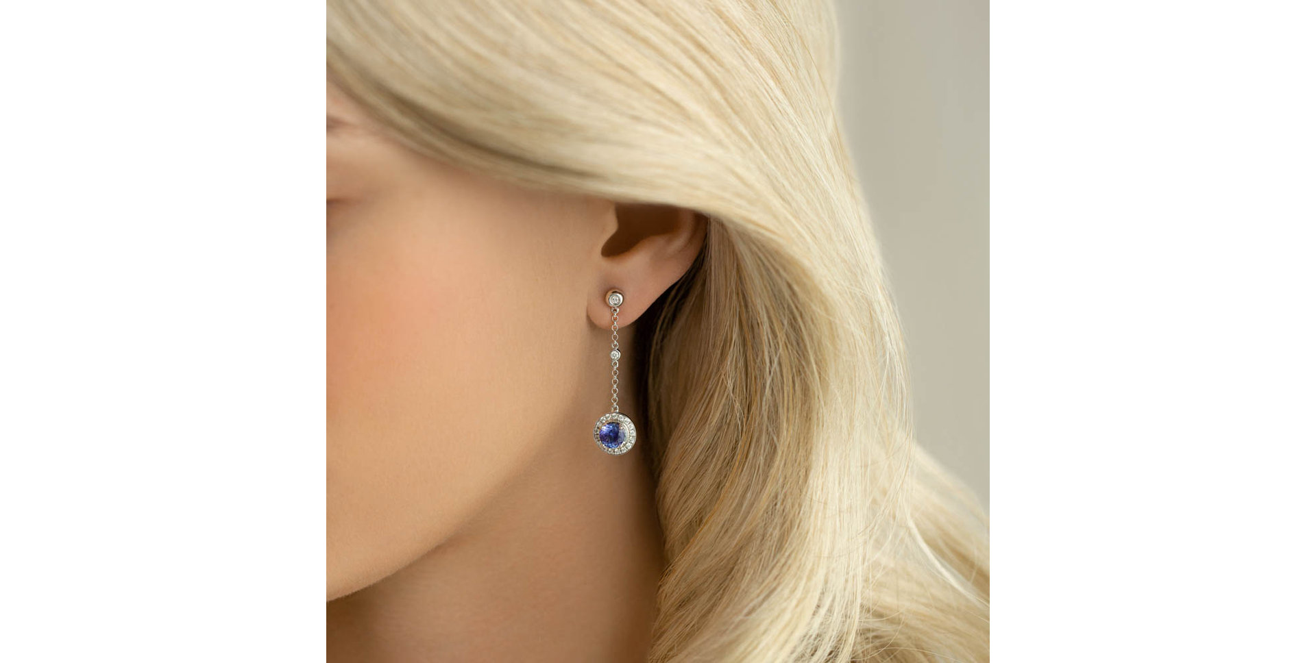 Diamond earrings with Tanzanite Space Opera